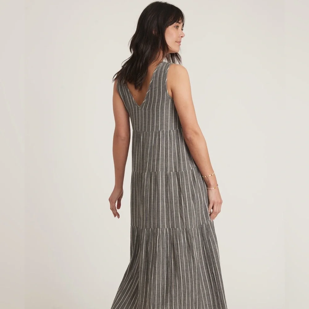 NWOT Marine Layer Corinne Maxi Dress in Black and White Stripe V-Neck Size Large - Picture 8 of 9